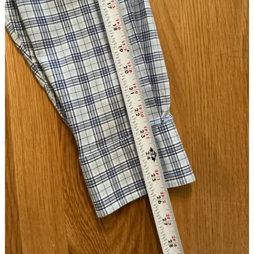 Peter Millar‎ XXL Blue Plaid Long Sleeve Button Down Shirt Cotton Stretch